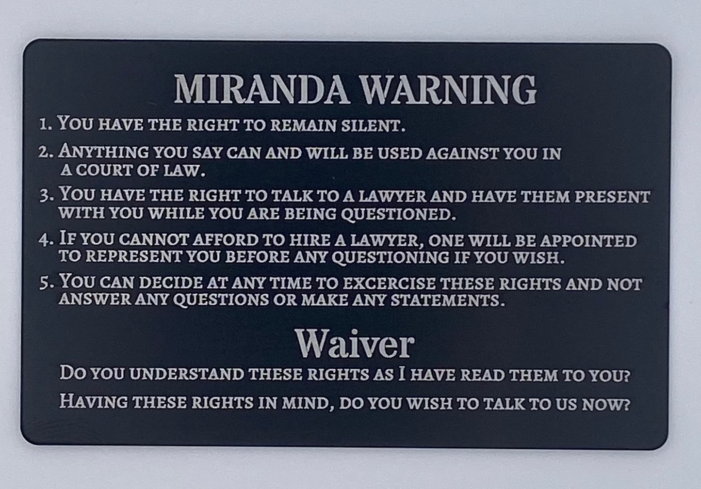 St. Michael Defend Us In Battle - Laser Engraved Miranda Card