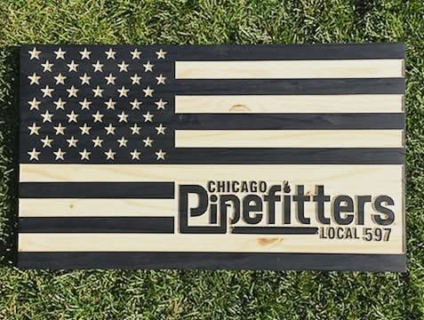 Custom Engraved Wooden Flag