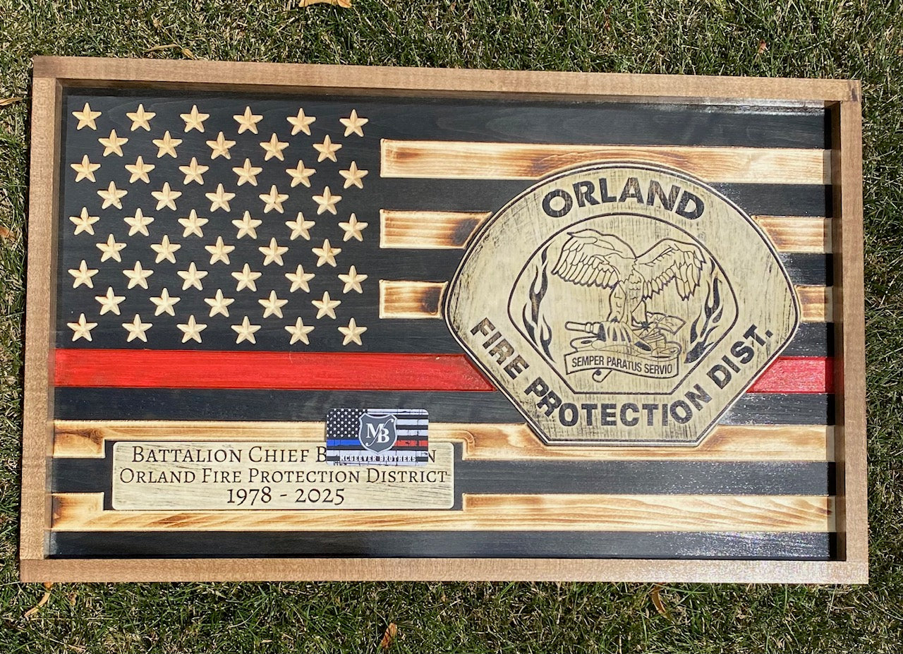 Custom Engraved Wooden Flag