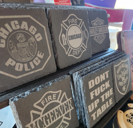 Custom Laser Engraved Slate Coasters (4-Pack)