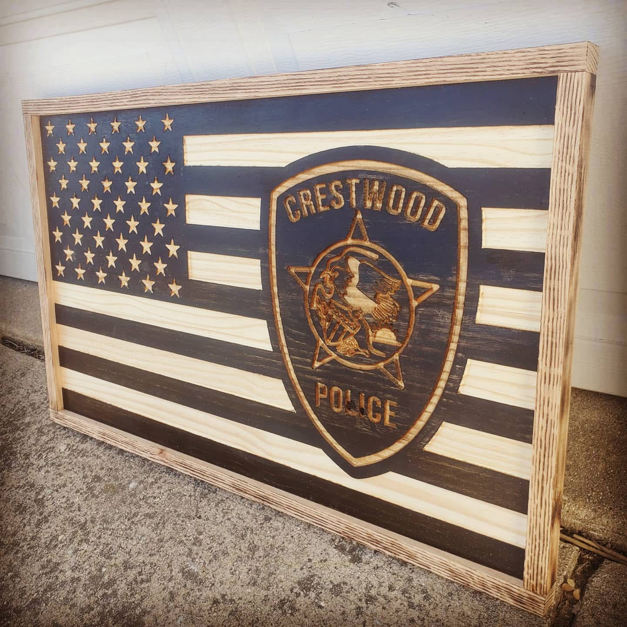 Custom Engraved Wooden Flag